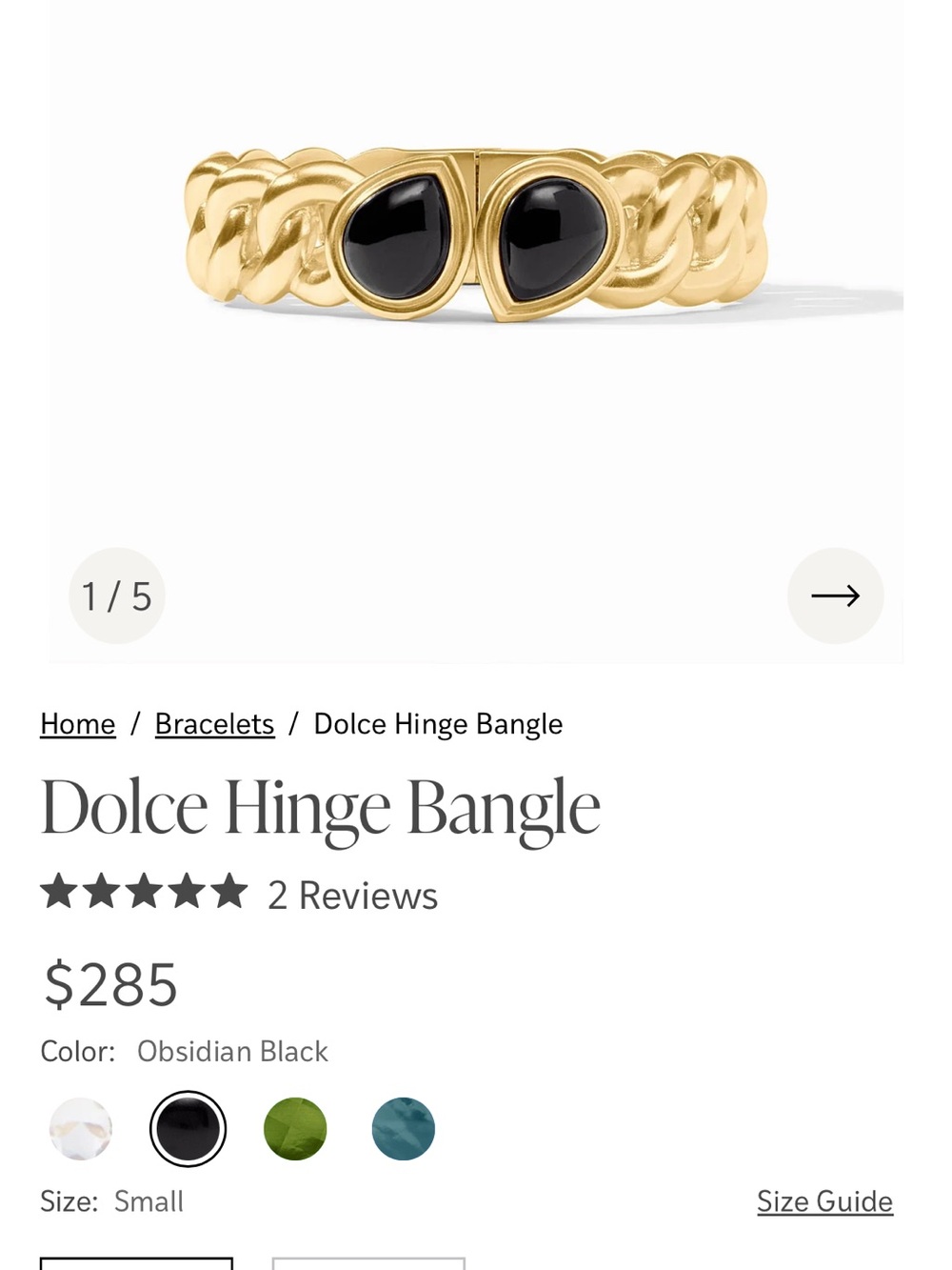 Julie Vos Dolce Hinge Bangle - Gold with Obsidian Black